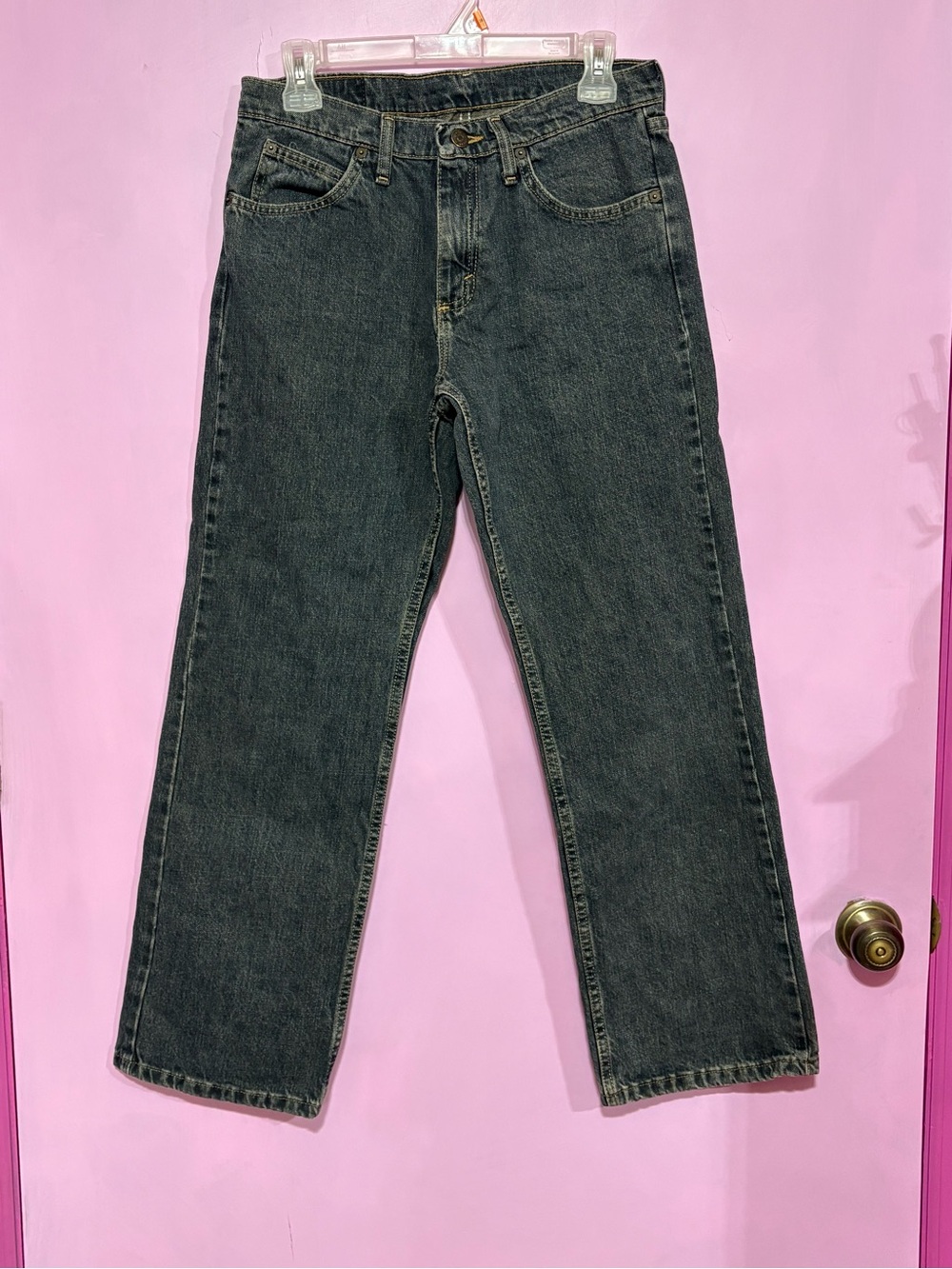 Men's Straight Jeans in Washed Dark Gray